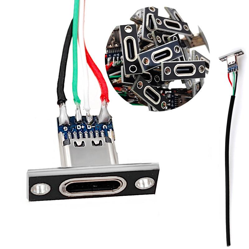 Usb Jack 3.1 Type-C 4 P Welding Wire 3A Female Diy Connector Straight For Mobile Phone Charging Port Charging Socket