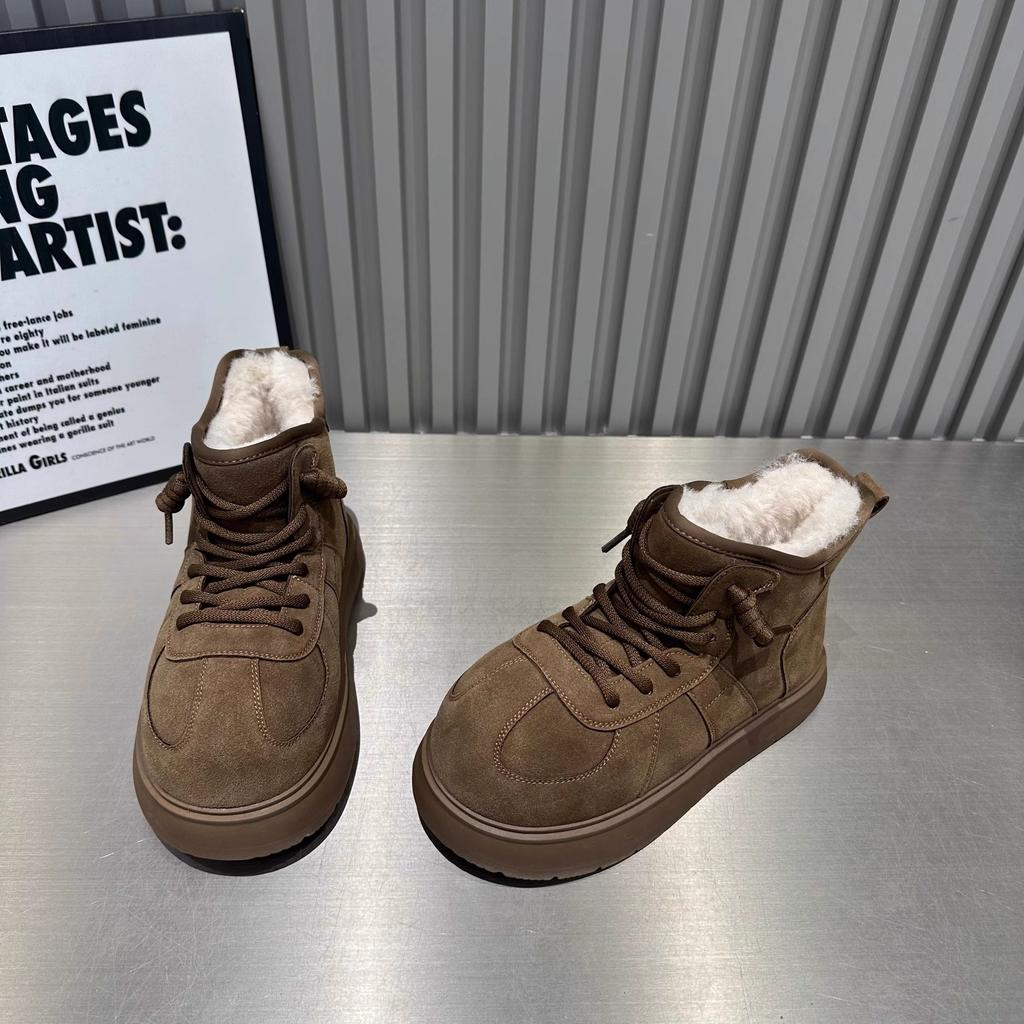 Модные ботинки-дутики на толстой подошве с высоким голенищем для женщин, осенне-зимние новые матовые ботинки на шнуровке, детская трендовая модель