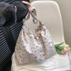 2025 New Drawstring Pleated Floral Art Small Fresh Butterfly Large Capacity Underarm Shoulder Bag Girl Tote Bag
