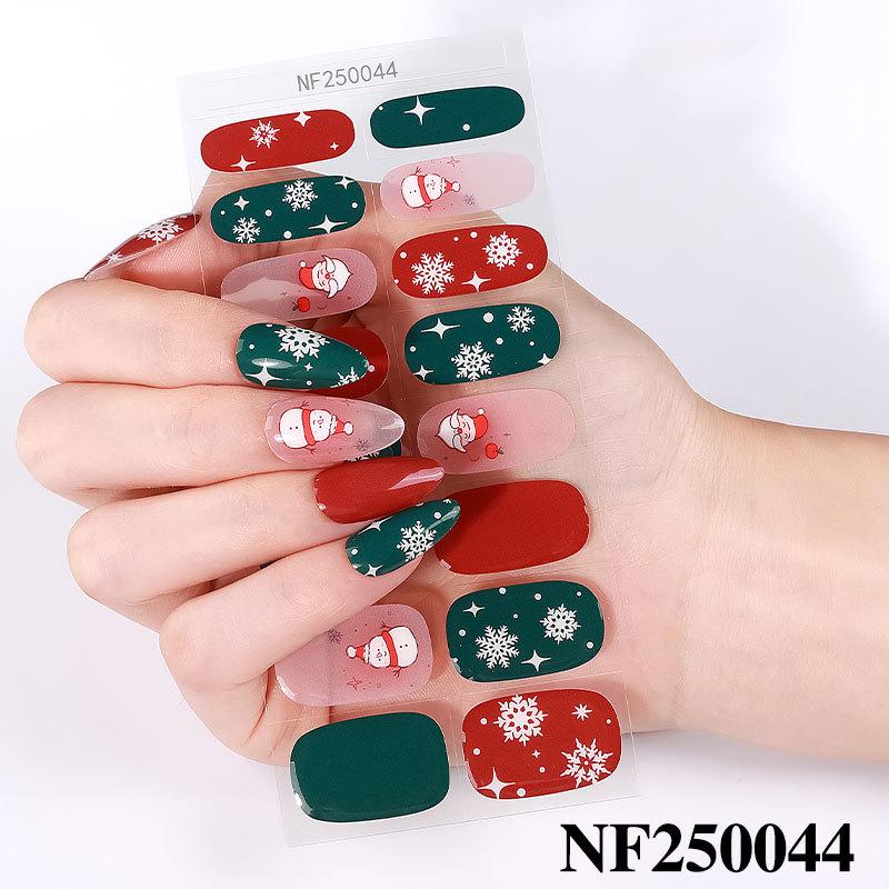 Европейские и американские рождественские 3D милые мультяшные гелевые наклейки для ногтей для детей - водонепроницаемые и полупросушенные