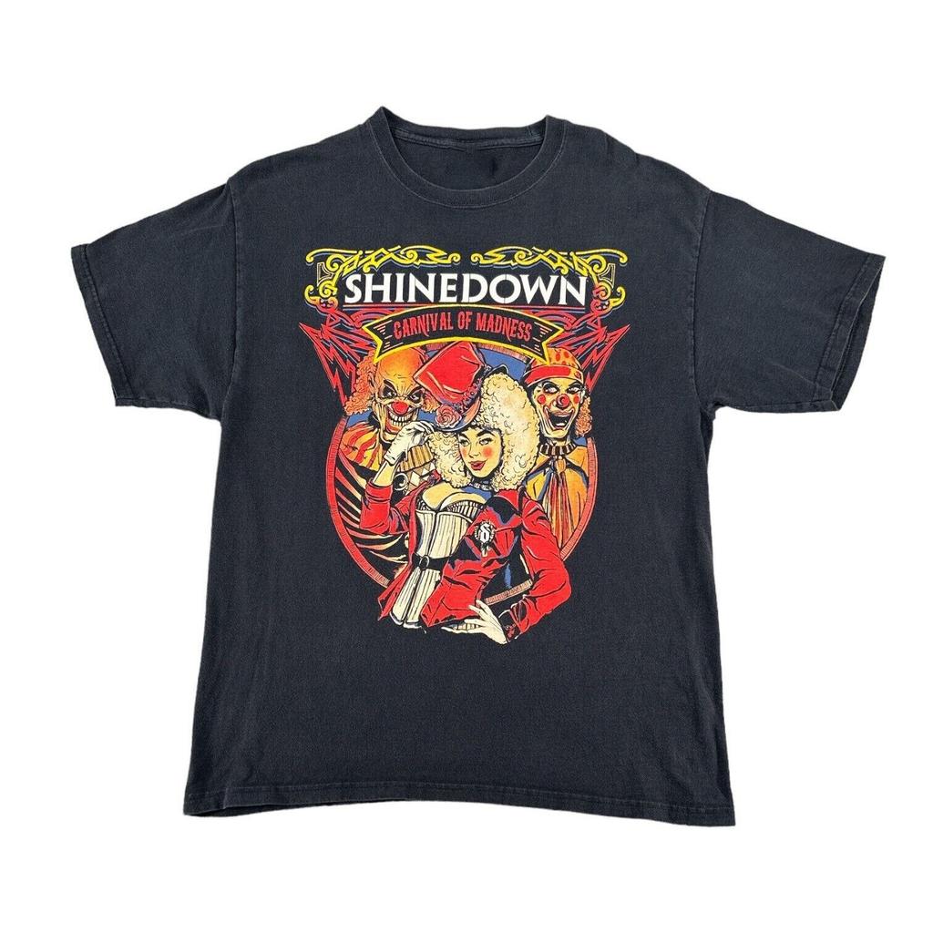 Винтажная футболка Carnival Of Madness Shinedown Классическая Унисекс Черная S-5XL