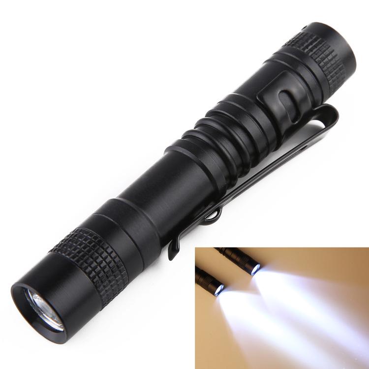 Mini Pen-Shaped Aluminum Alloy Flashlight No. 7 - Waterproof, with Pen Clip, AAA-Compatible