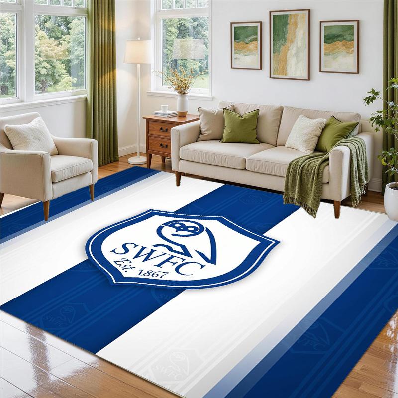 Sheffield Wednesday Design Crystal Velvet Rug Soft Decorative Mat for Bedroom Entrance