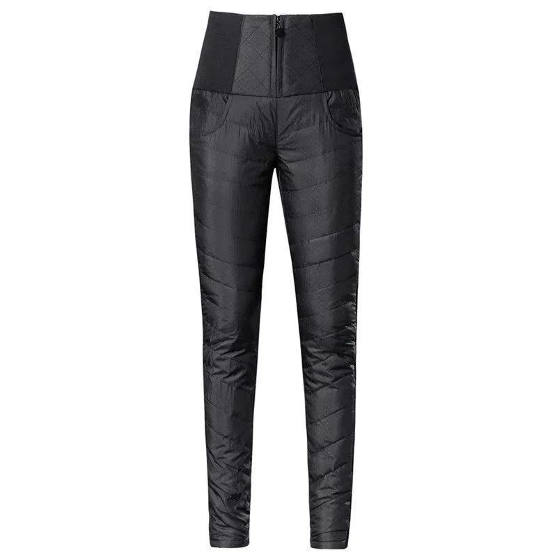 Утепленные ветрозащитные и теплые брюки из хлопка с высокой талией, зимние эластичные узкие брюки-карандаш для женщин из хлопка
