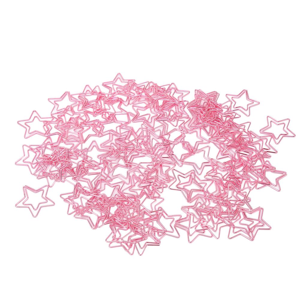 100PCS Paper Clips Cute Star Shape Metal Plating Bright Small Paperclips for Office School H