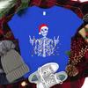 Christmas Skeleton Shirt Funny Lights Skull TShirts for Unisex Unisex Classic Street Style Tops Tees Xmas Santa Hat Skull Clothes