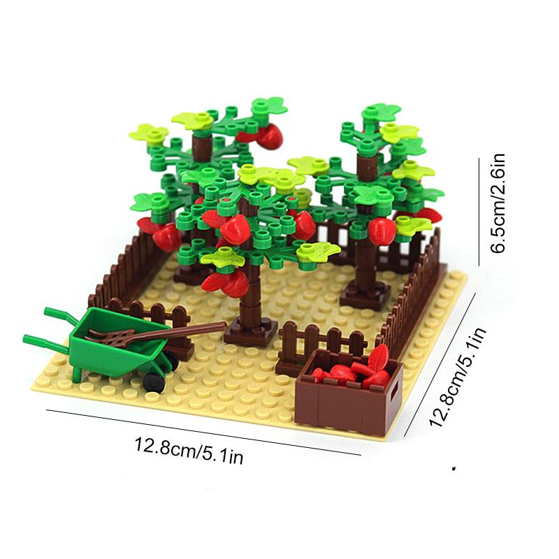 MOC Farm Pastoral Set Building Blocks Plant Fruit Crop Scene Building Blocks DIY Building Block Set Compatible with Major Brands