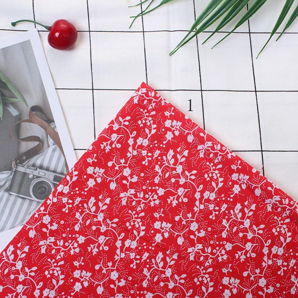 7Pcs Small leftover pieces Fabric Scraps Red floral print DIY Craft Cloth Small ornament DIY