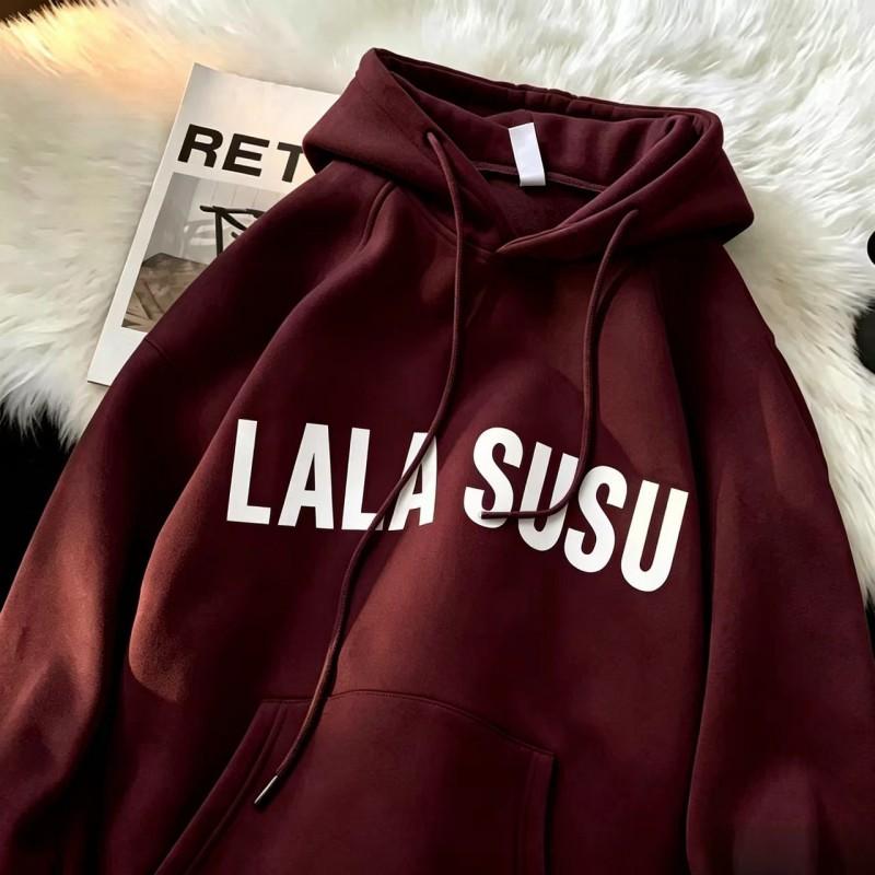 Unisex Oversized Cotton Hoodie With Letter Print Loose Fit Streetwear Fall