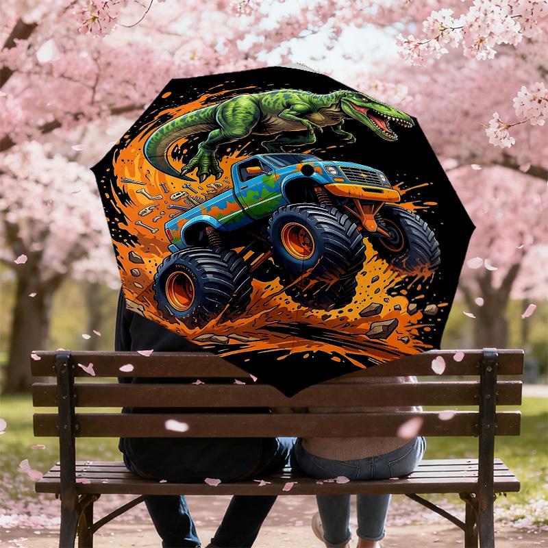 1PC Dinosaur Truck Umbrella-8-Rib Reinforced Portable Folding Travel Suitable for All Seasons Outdoor Daily Use -J0376