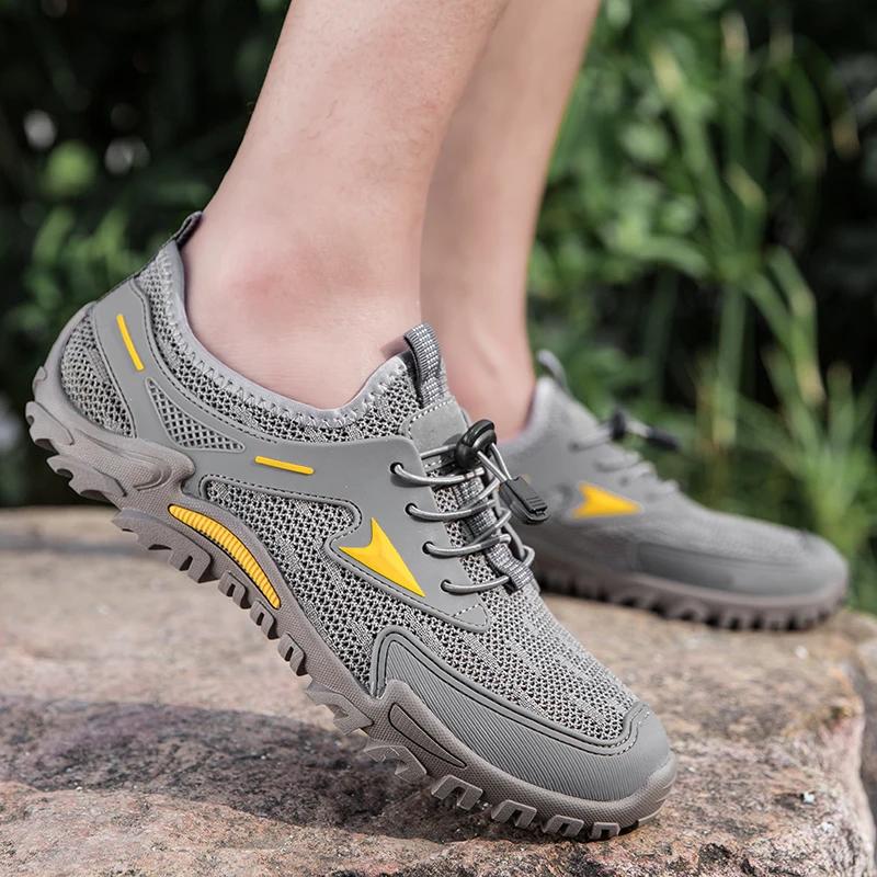 Модные качественные дышащие спортивные туфли для мужчин, летняя обувь на шнуровке для пар, сетчатая обувь для отдыха на открытом воздухе, нескользящая мужская модная сетчатая обувь, кроссовки