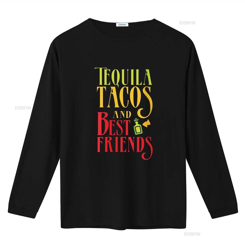 Womens TEQUILA TACOS AND BEST FRIENDS T Shirt Taco Tuesday Round Neck Black vintage Washed Unisex Stylish designer clothes