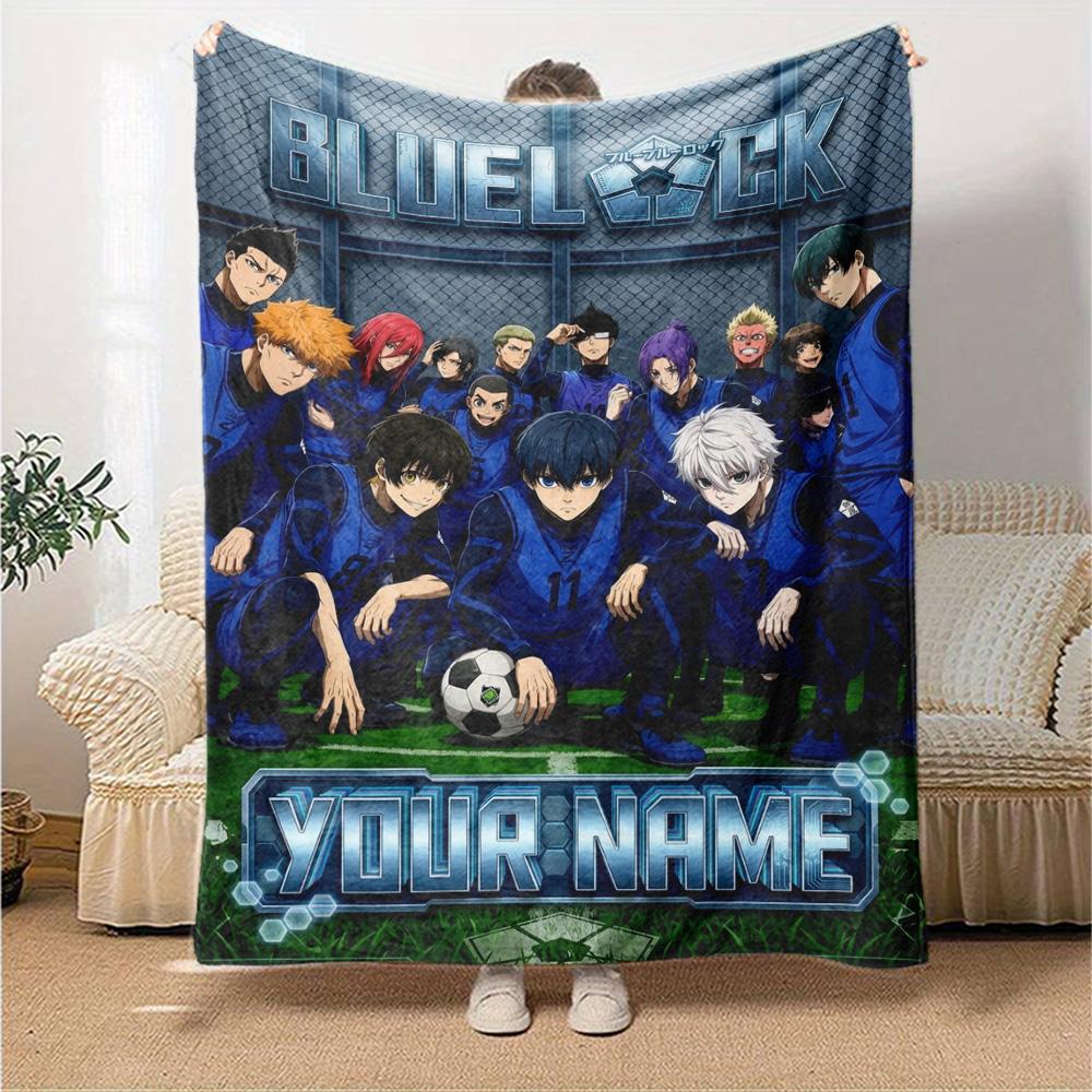 Name Custom Blue Lock Print Flannel Blanket High Quality Warm Comfortable Cover for All Seasons Perfect for Gifts Home Decor