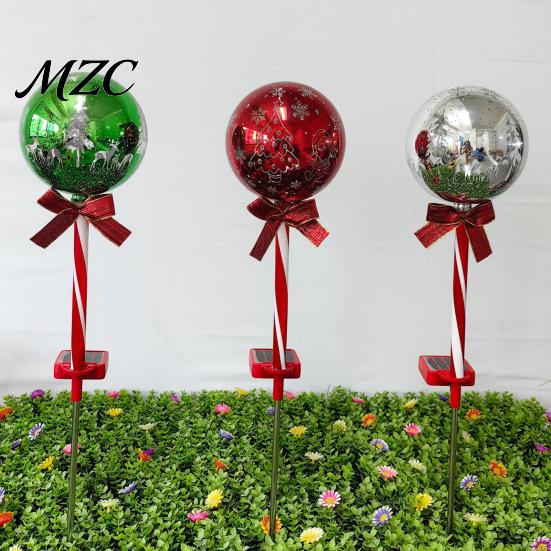 Easy Install Lawn Stake Lights 2Pcs Solar Christmas Ball Light, Color Changing LED Garden with Rechargeable Powered Yard Stakes 13 Beads, IP65