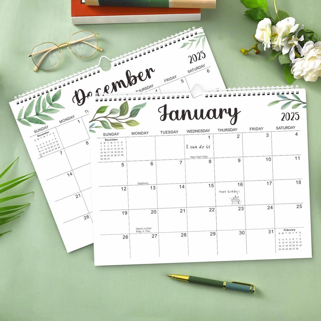 2025 Wall Calendar,Wall Calendar From January 2025 To 2026, Double Coil Binding, Large Wall Calendar With Thick Paper, Suitable For Home