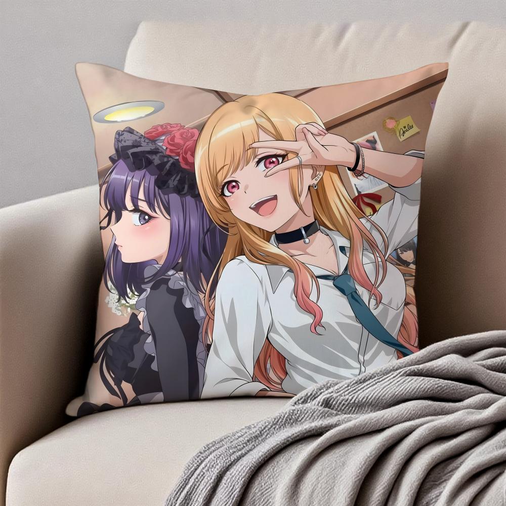 My DDress Up Darling Pillow Romance Anime Cushion Cover Pillowcase Antidustmite Invisible Zipper Short Plush Sofa Cushion
