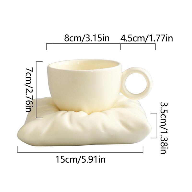 Modern Coffee Cups Pillow Coaster Decor Ceramic Mug Afternoon Tea Cup and Saucer Set Office