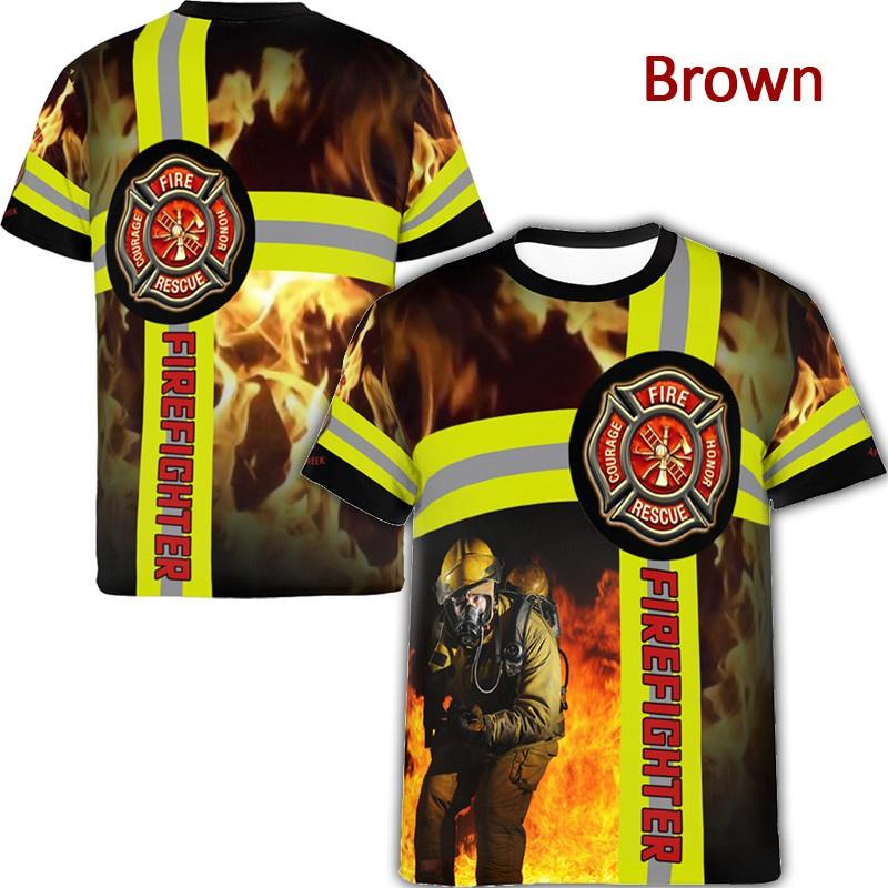 Футболка FireFighter Firemen Hero с 3D-принтом, модная, с круглым вырезом и коротким рукавом, для мужчин и женщин, повседневные футболки