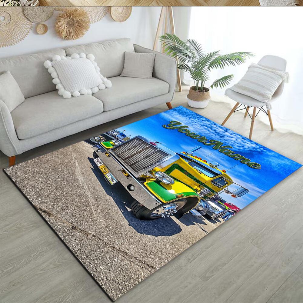 Peterbilt Heavy Trucks Customized Name Carpet Suitable for Dormitory Playrooms Entryway Dining Room Antislip Carpet Anime Office Decor Spiritual Gift