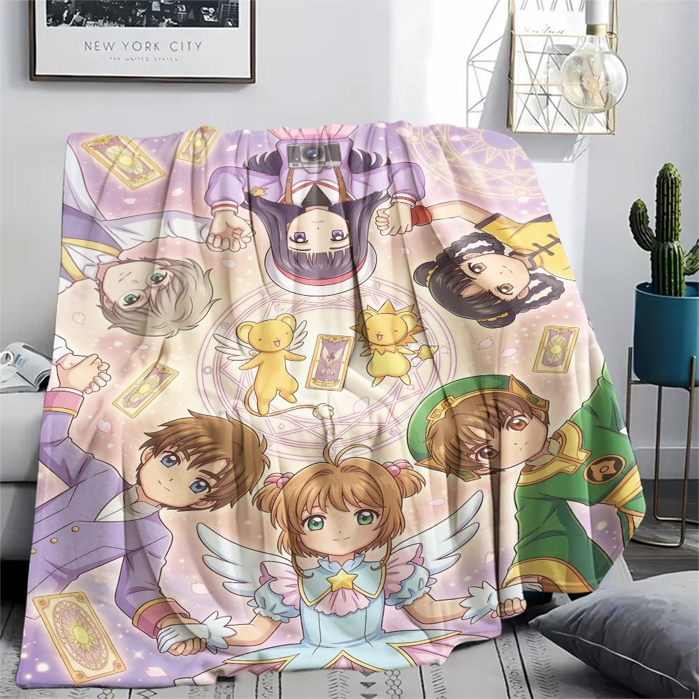 Cardcaptor Sakura Group & Magical pattern Flannel Blanket, Comfortable for All Seasons, Home Decor, Warmth and Comfort, Perfect for Gifts.