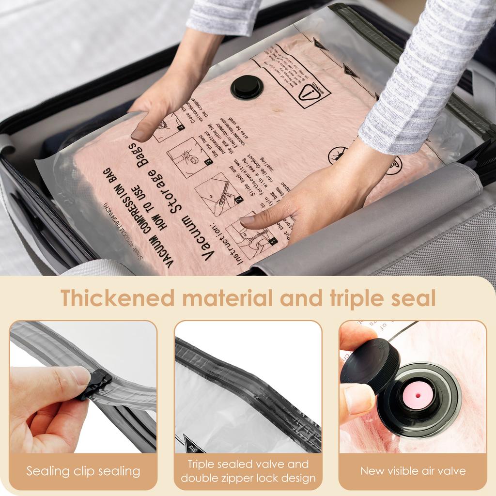 8 шт. вакуумных пакетов для хранения с USB электрическим насосом, быстрая компрессия, двойной зип-лок, тройное уплотнение, компрессионный пакет для багажа
