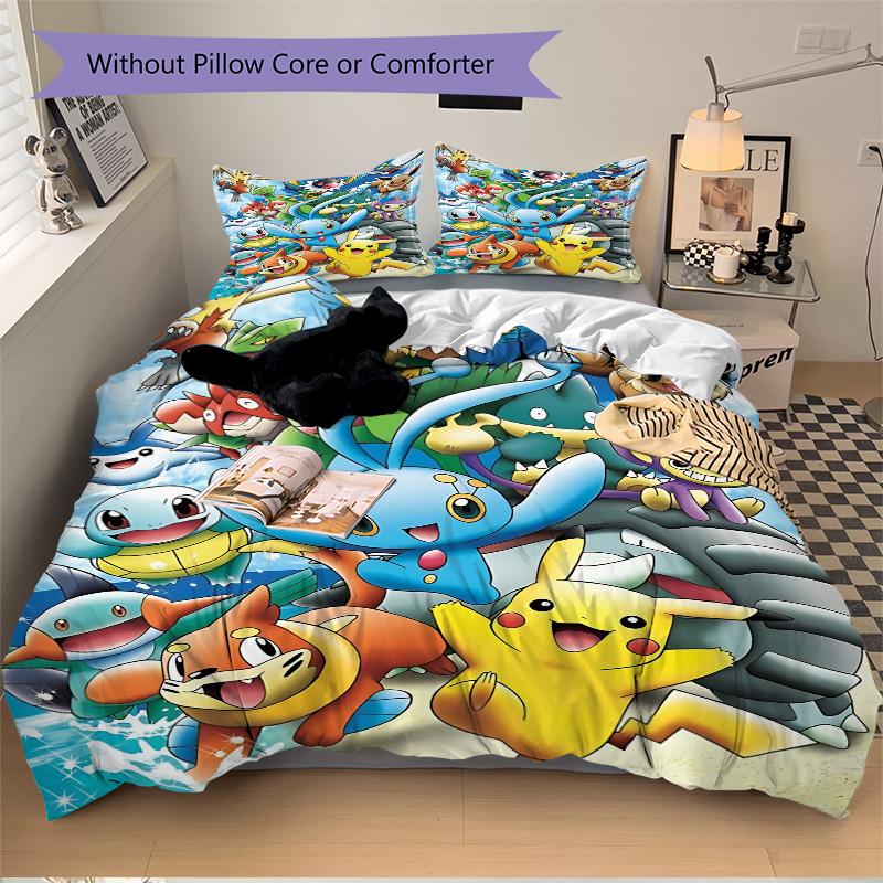 Pokemon Adventure Print 3Pcs Bedding Setduvet Cover With 2 Bedropillowcase Home Birthday Gift
