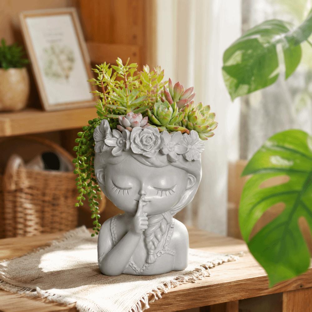 Home Decor Plant Pot Resin Storage Can Pretty Girl Flower Pot Home Decoration
