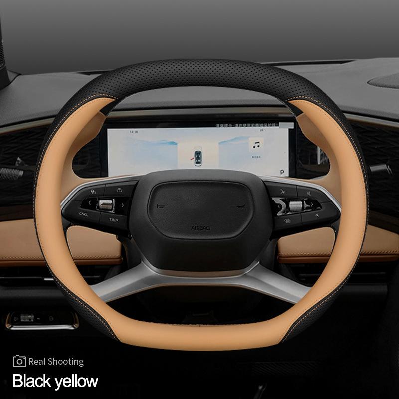Тип Double D Высококачественная кожаная оплетка на руль автомобиля Обмотка для Geely Galaxy L7 Boyue L COOL 2026 2026 Держатель Защитник