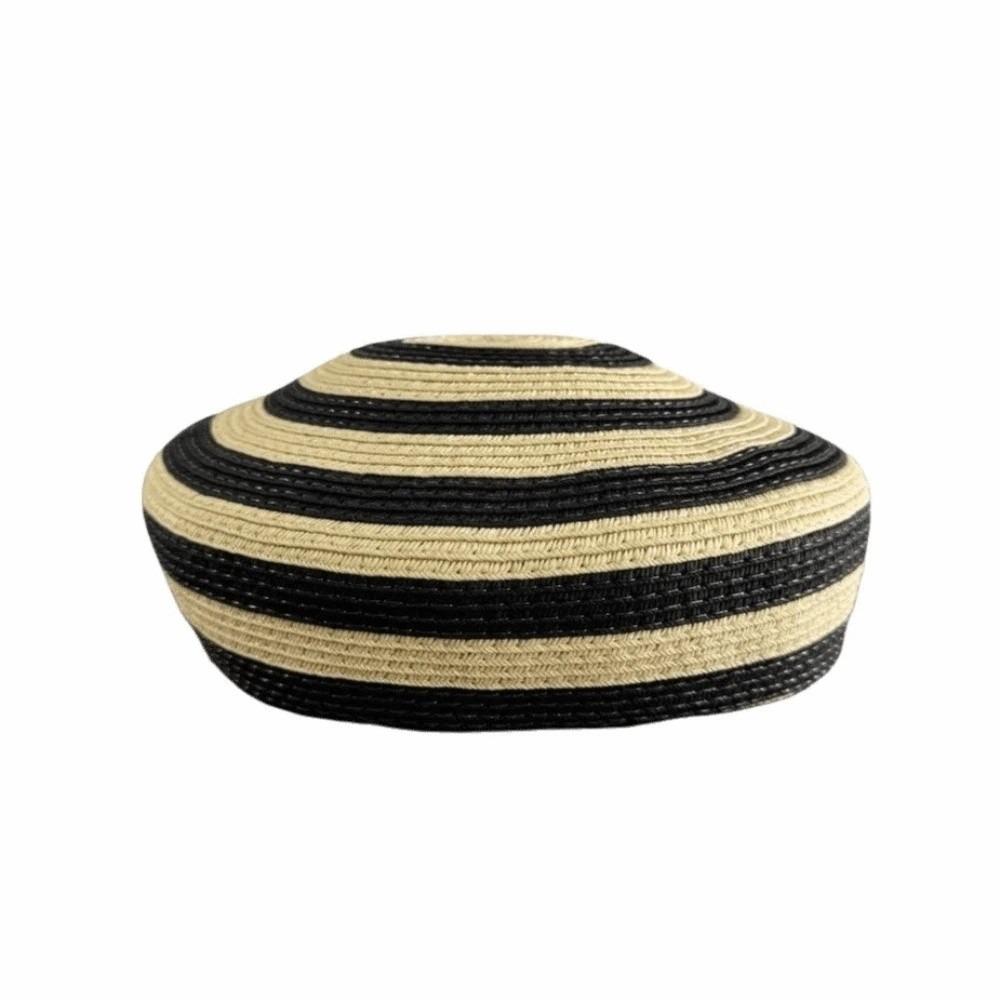Color Block Dome Cap Paper Straw Sun Hat Brim Hat Straw Top Hat  Daily Wear