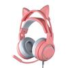 Cat Ear Headphones with Noise Reduction Microphone, Detachable Ears, All-Wrap Ear Cups, Over-Ear Gaming Headset (Pink)