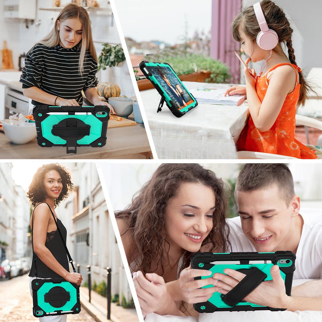Rotatable Heavy Duty Case Universal for IPad 11" 2025 A16 11th 10.9 2022 10th Generation Armor Stand Cover with Shoulder Strap