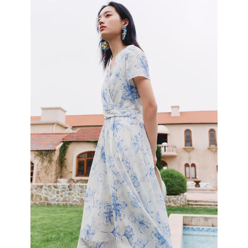 JiuZi Women's Lyocell Blend V-Neck Dress