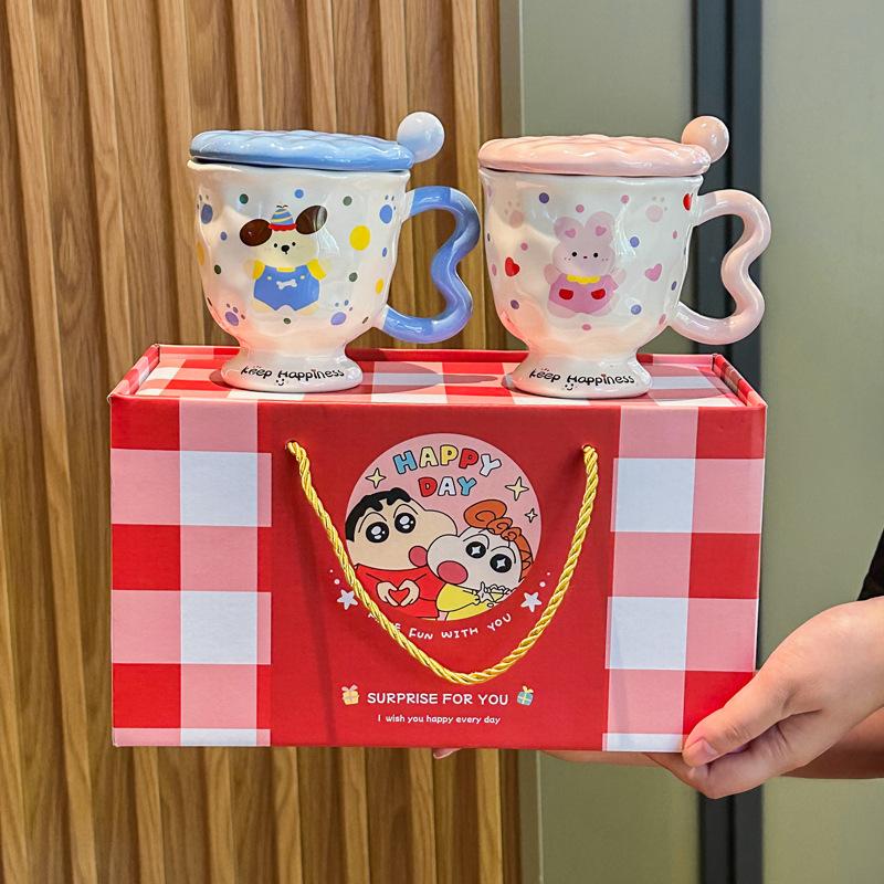 Милая парная подарочная коробка с чашками, стеклянная чашка для воды высокой ценности, свадебный подарок с высоким чувством, подарок на день рождения