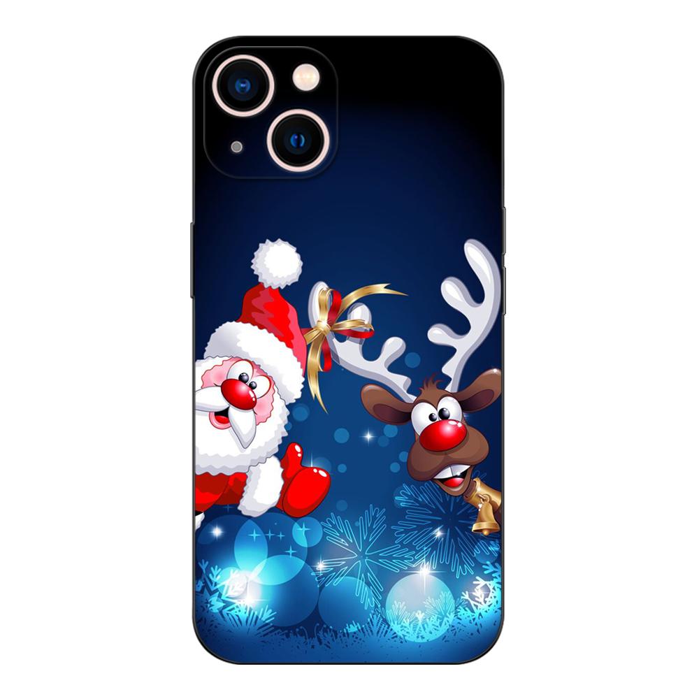 Черный чехол из ТПУ для iPhone 5 5S SE 2020 6 6S 7 8 plus x 10 XR XS 11 12 13 mini pro MAX задняя крышка с подсветкой елки зима