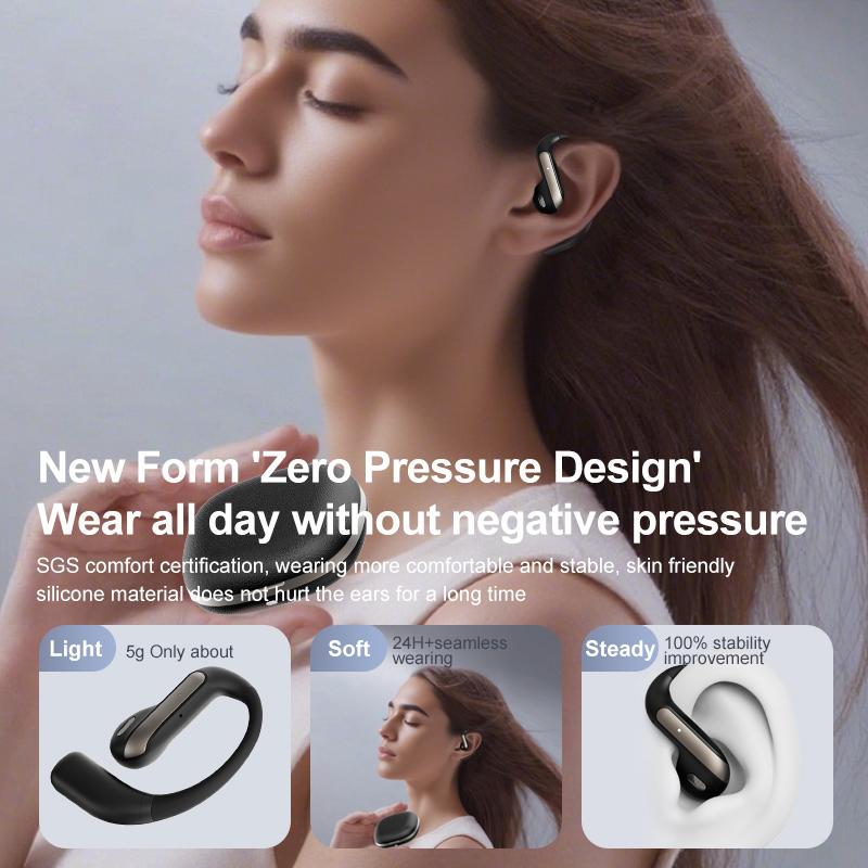 YJ55 Smart Bluetooth Translation Headphones Stereo Semi-in-ear Air Conduction True Wireless Sports Long-lasting Headphones