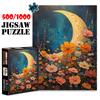 1 Box of 1000pcs Premium Jigsaw Puzzle,  Large Size, 3D Style Floral and Crescent Moon Design, Paper Puzzle with 500pcs. Ideal for DIY Creative Games 