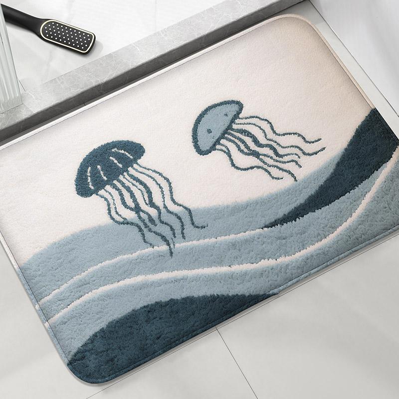 Underwater World Pattern Bathroom Floor Mat Toilet Water Absorbing Foot Mat Home Decoration Mat Door Mat Soft and Comfortable