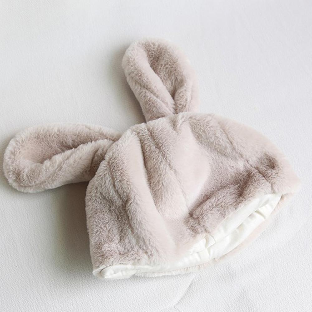 Women Girl Winter Warm Hat Soft Plush Cute Rabbit Ears Design Solid Color Beret