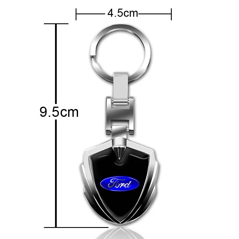 Car Sticker Car Logo Stying 3D Metal Key Rings Shield Shaped Keychain For Ford Fiesta C-Max Kuga Ranger Raptor KA Fusion ST Tran