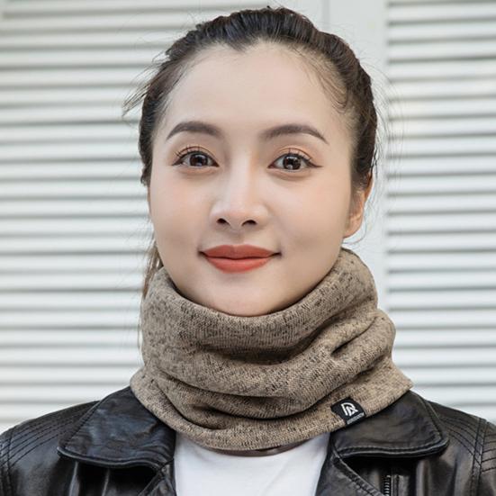 Men Scarf Winter Plush Lining Solid Color Scarf Solid Color Letter Logo Thickened Velvet Warm Knitting Neck Gaiter