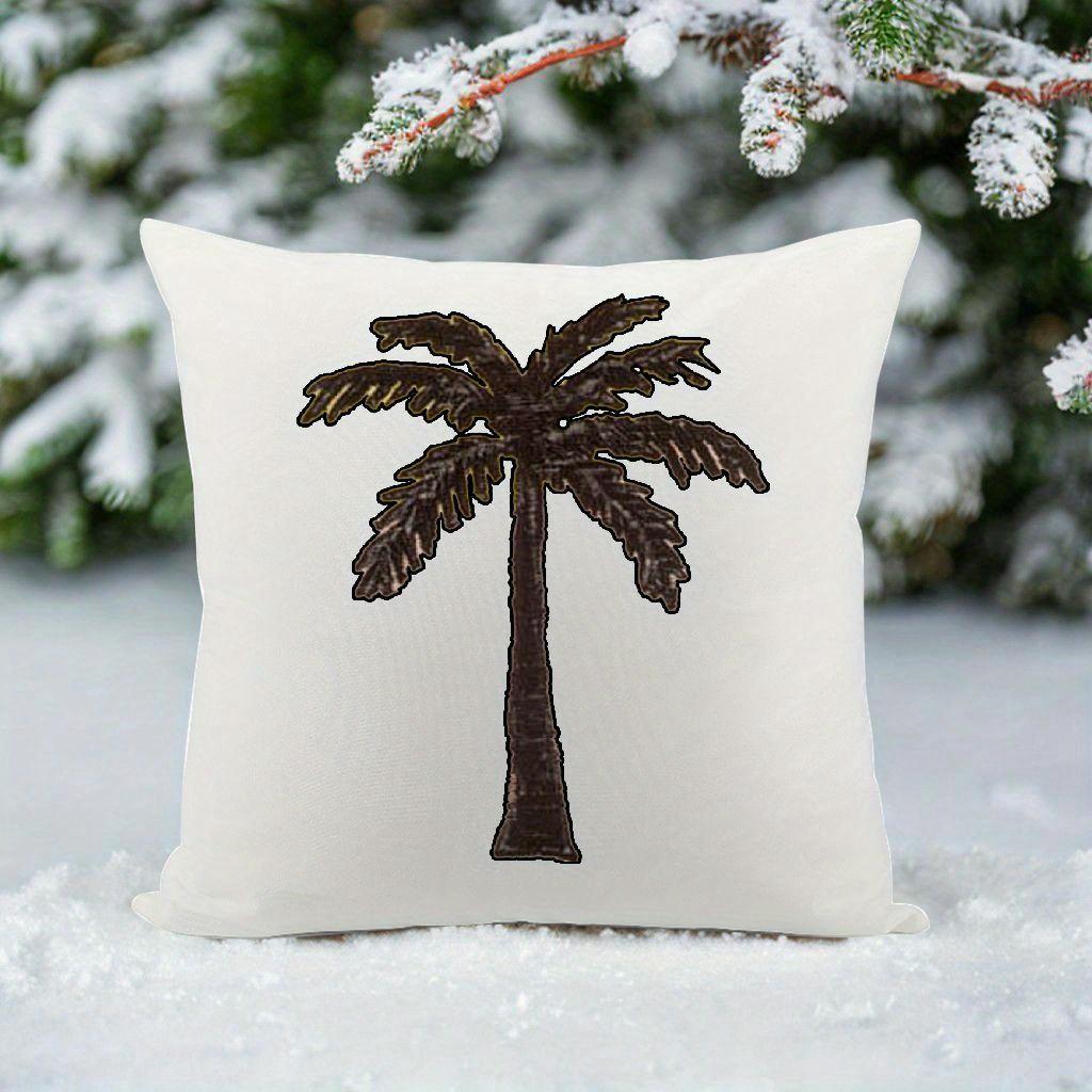 Стильная подушка с вышивкой в виде пальмы - Идеально подходит для домашнего декора и помещений в пляжной тематике, добавляет тропический шарм