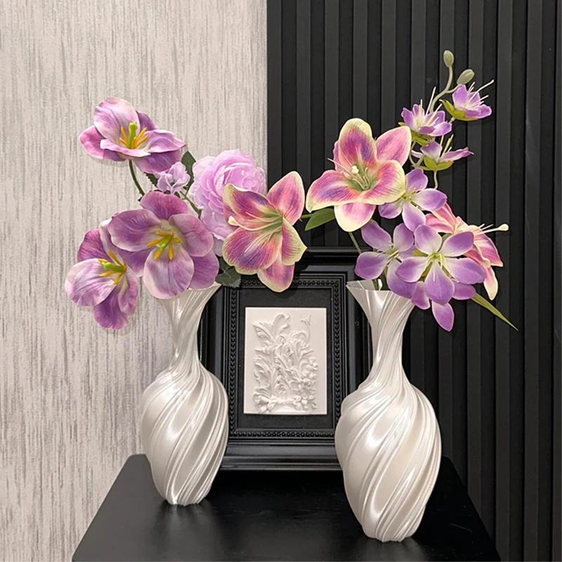 Top Quality Modern Style Plastic Flower Vase White Black Aesthetic Floral Arrangement Display Room Decoration Flower Bottle