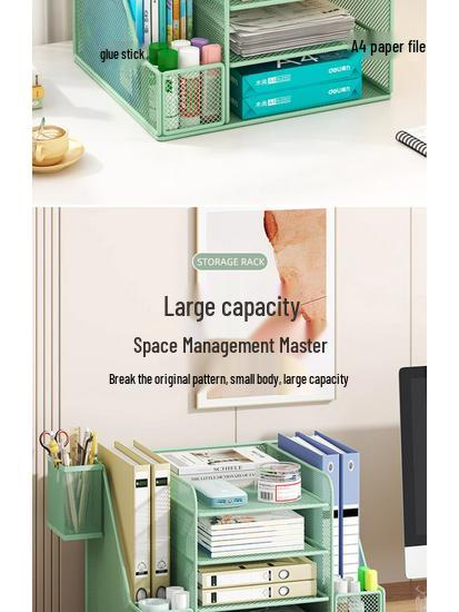 Desktop File Organizer: Multilayer Large Capacity Storage Rack for Office Supplies