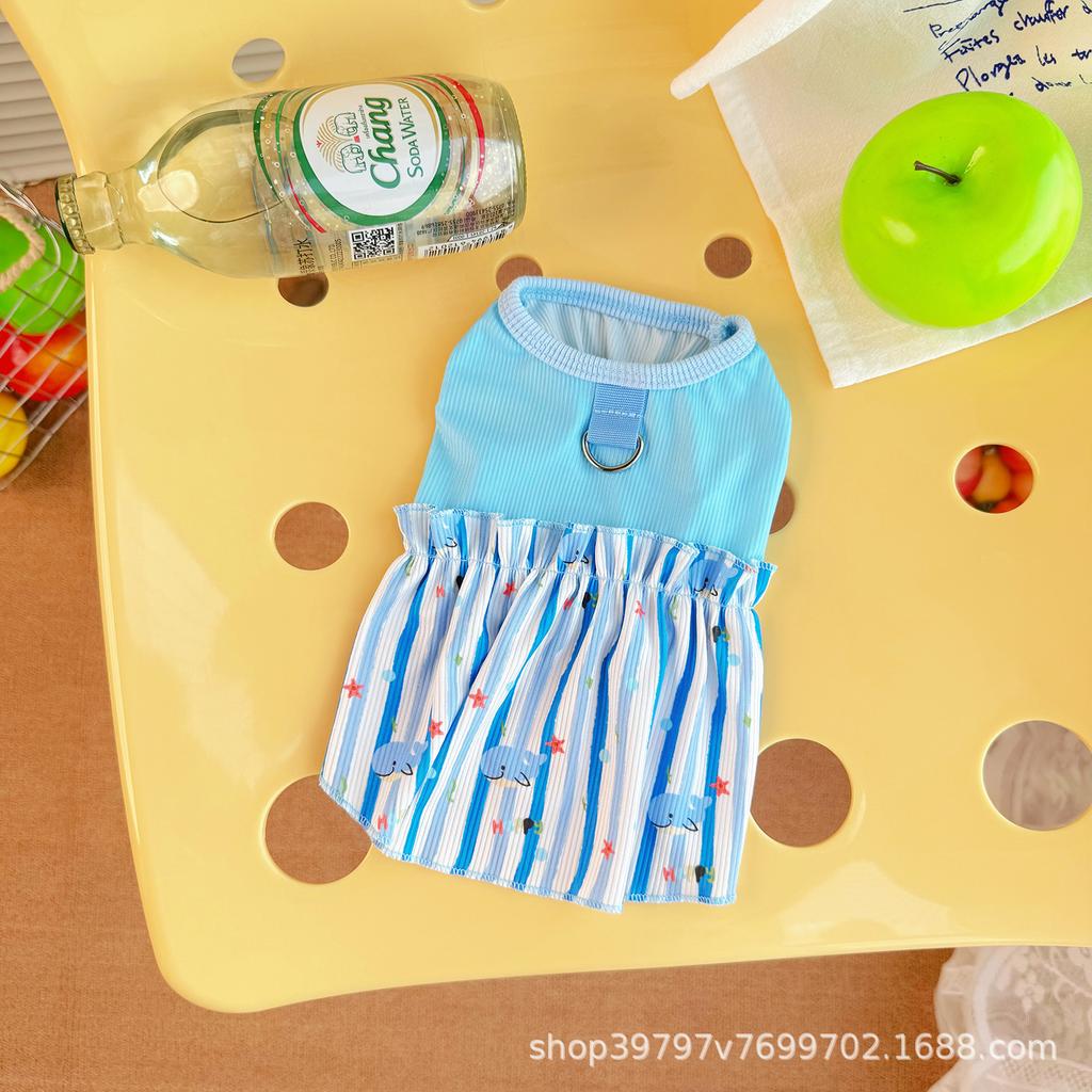 Ice Silk Lotus Leaf Skirt Pet Dog Dog Cat Clothes Splicing Summer Thin Breathable Cool Clothes Sun Protection Than Bear