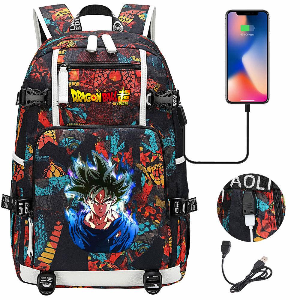 Рюкзак Dragon Ball USB с Гоку для Подростков Студентов Мальчиков Девочек Повседневный Большой Емкости Дорожный Ежедневный Рюкзак