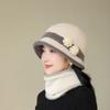 Шляпа Женская Осень и Зима Шерстяная Шляпа Шляпа Мамы Уличная Защита Велосипеда Теплая для Ушей Вязаная Шапка для Пожилой Женщины