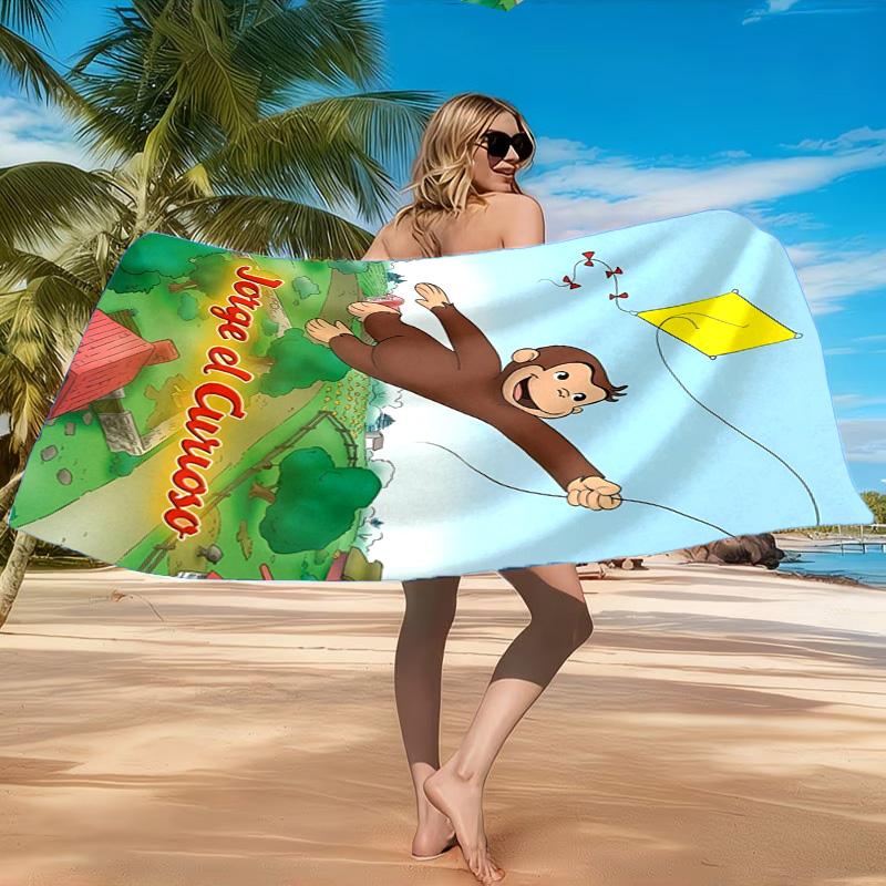 Curious George Flying Kite Beach Towel, Quick-drying, Easy to Care for, Suitable for Both Fitness and Beach Vacations,Sports Essential