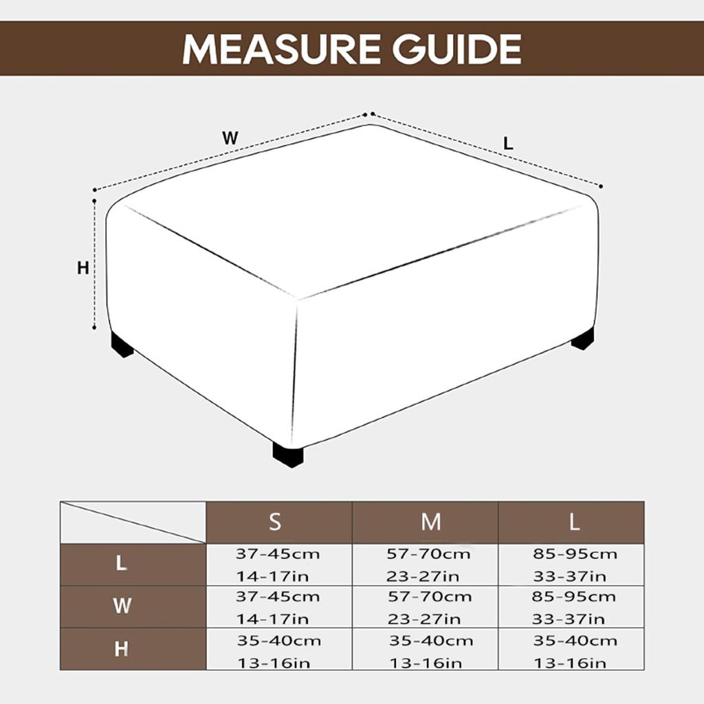 T-Shape Jacquard Square Stool Cover Ottoman Stool Cover Elastic Sofa Footrest Slipcovers for Living Room Office Home Decor