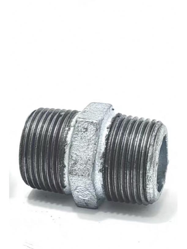 Galvanized Dual-Ended Hex Nipple Connector, Malleable Iron Pipe Fitting, Equal & Variable Diameter Options