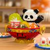 Cartoon Panda Hot Pot Model Mini Bricks Pandas Puzzle Panda Souvenir Assembly Building Block Toys Desktop Ornament